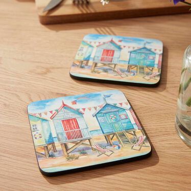 Beach Huts Set of 6 Coasters